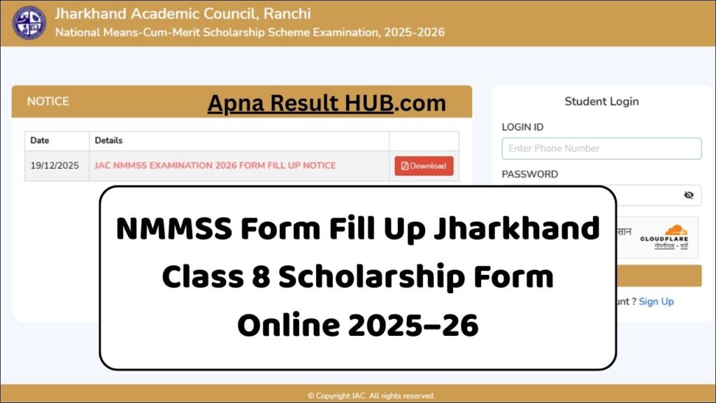 NMMSS Form Fill Up Jharkhand Class 8 Scholarship Form Online 2025–26